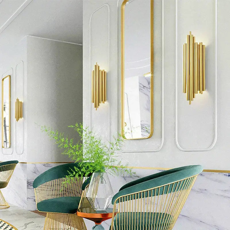 Gold Tube Wall Sconce Aluminum for Foyers