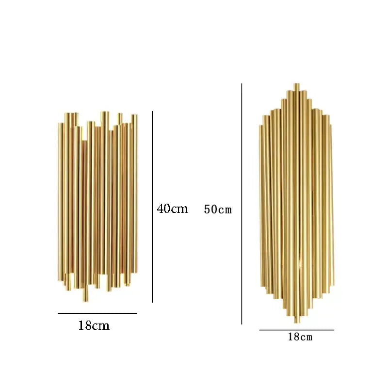 Gold Tube Wall Sconce Aluminum for Foyers
