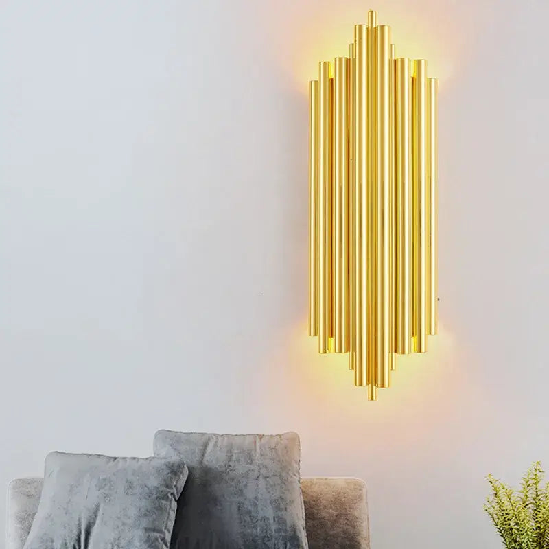 Gold Tube Wall Sconce Aluminum for Foyers