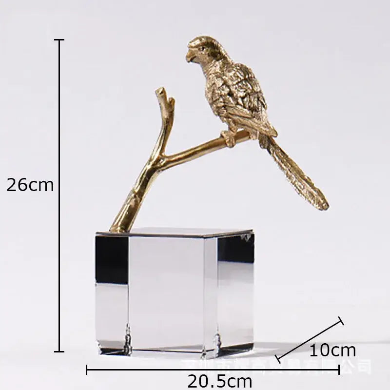 Gold Parrot Crystal Statue