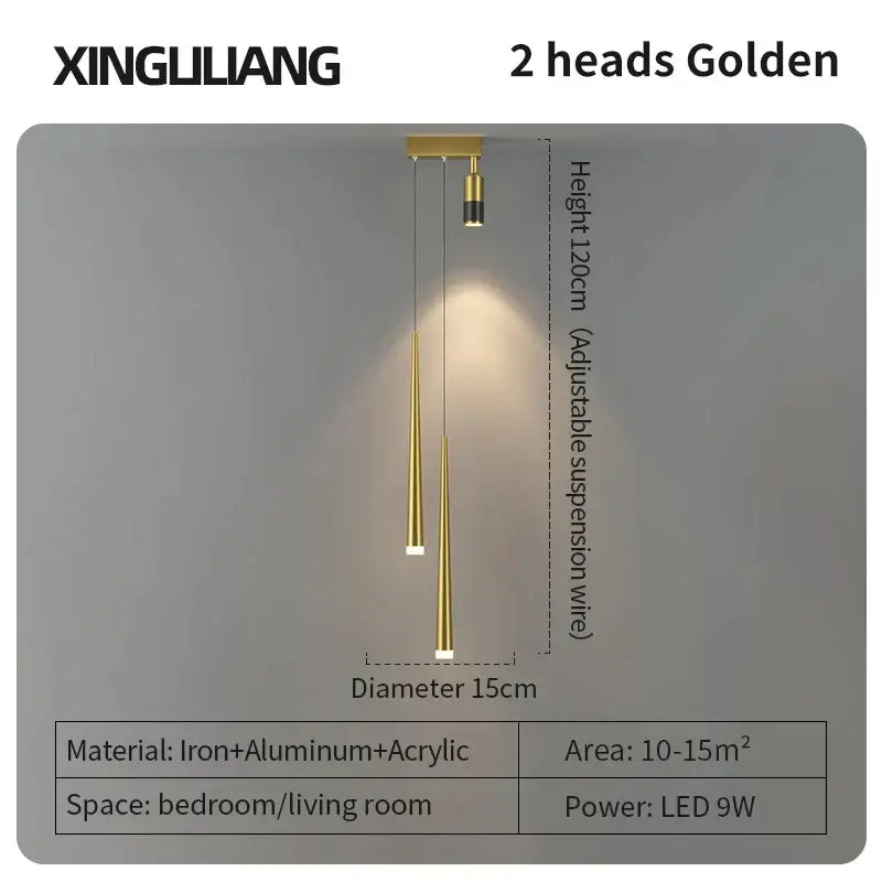 Gold Cylindrical Pendant Light Aluminum 15cm