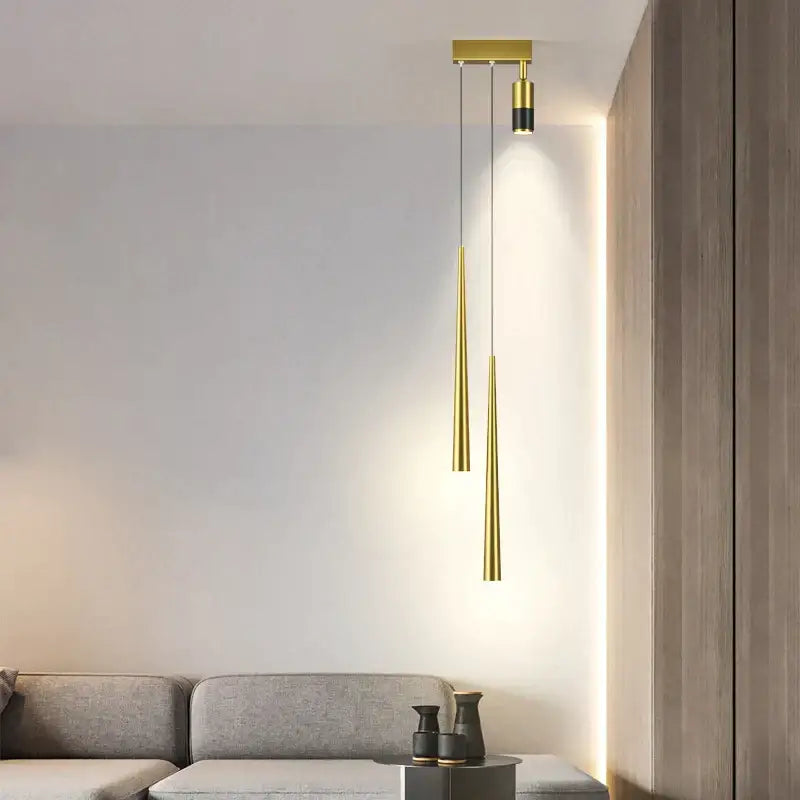 Gold Cylindrical Pendant Light Aluminum 15cm