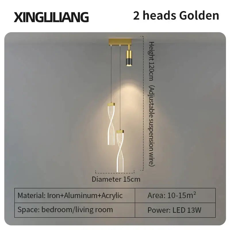 Gold Cylindrical Pendant Light Aluminum 15cm