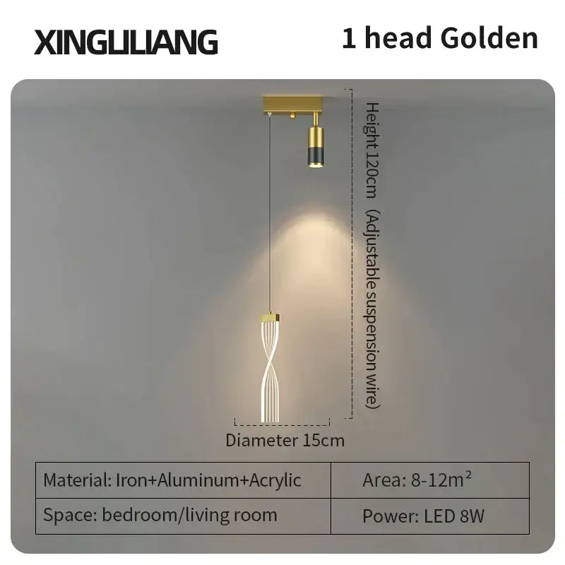 Gold Cylindrical Pendant Light Aluminum 15cm