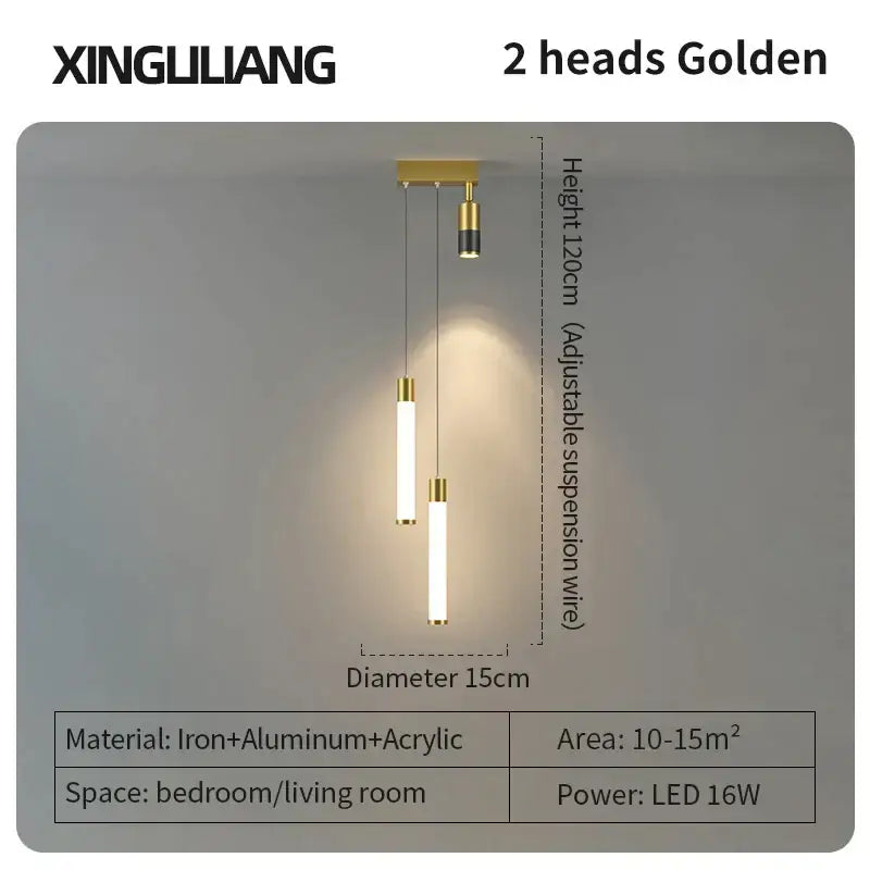 Gold Cylindrical Pendant Light Aluminum 15cm
