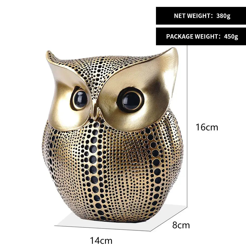 Gold Perforated Owl Statues