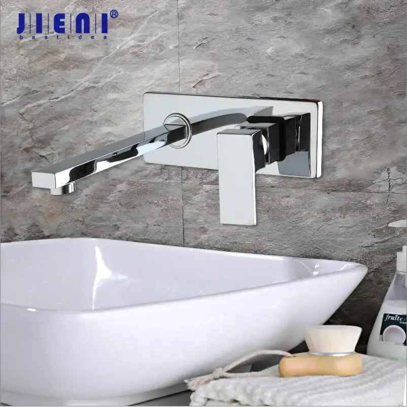 Gold Wall Mount Faucet with Hot and Cold Mixer