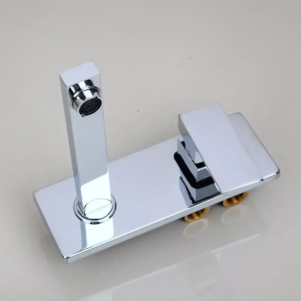 Gold Wall Mount Faucet with Hot and Cold Mixer