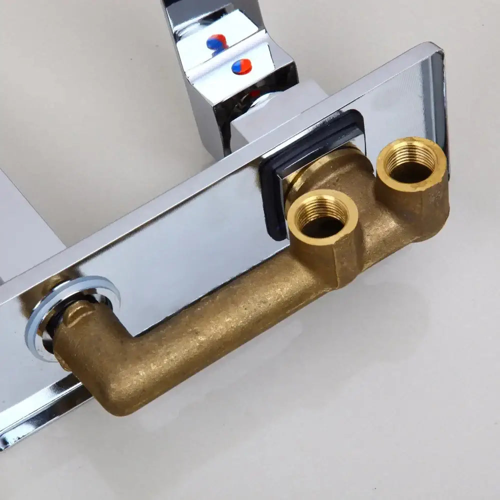 Gold Wall Mount Faucet with Hot and Cold Mixer