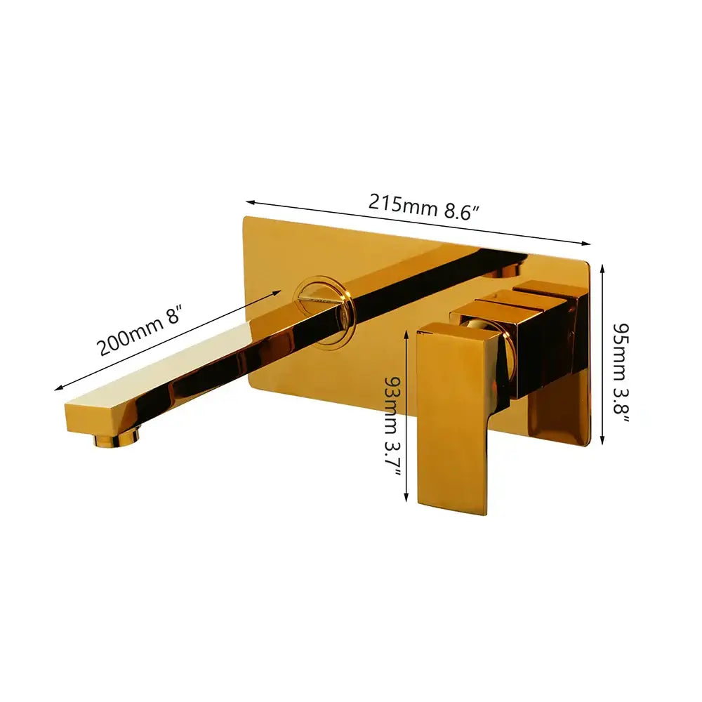 Gold Wall Mount Faucet with Hot and Cold Mixer