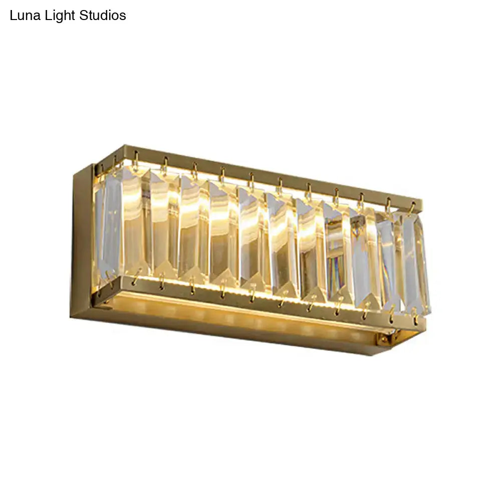 Gold Faceted Crystal Wall Sconce for Hallway