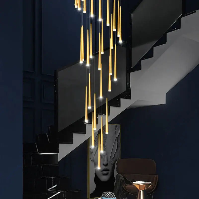 Gold Tapered LED Chandelier 30-Head Design