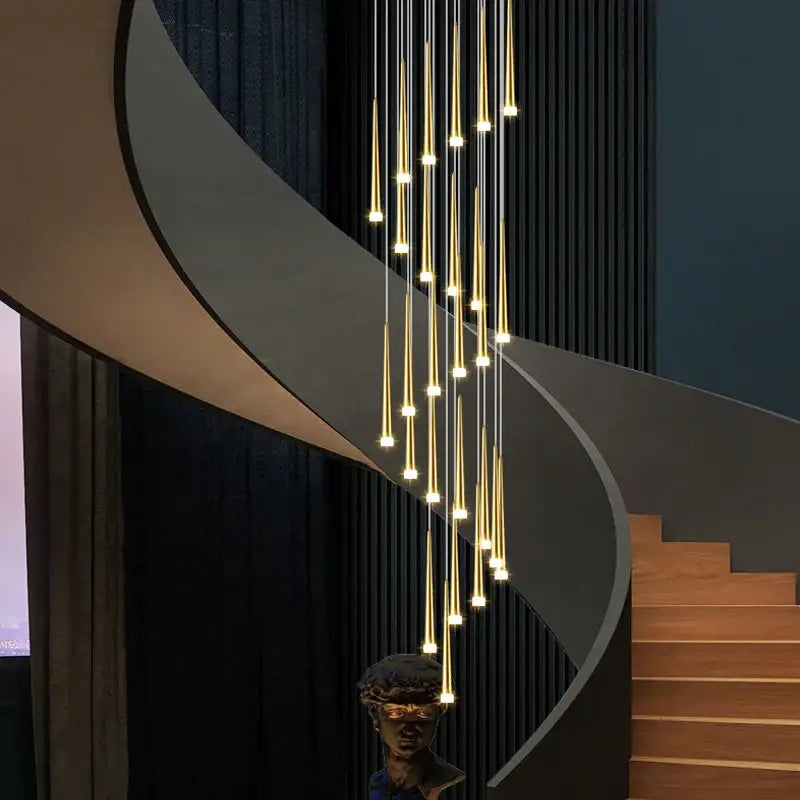 Gold Tapered LED Chandelier 30-Head Design