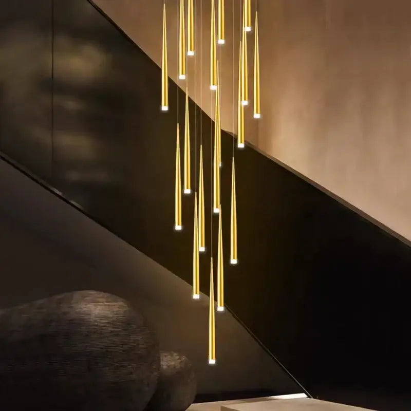 Gold Tapered LED Chandelier 30-Head Design