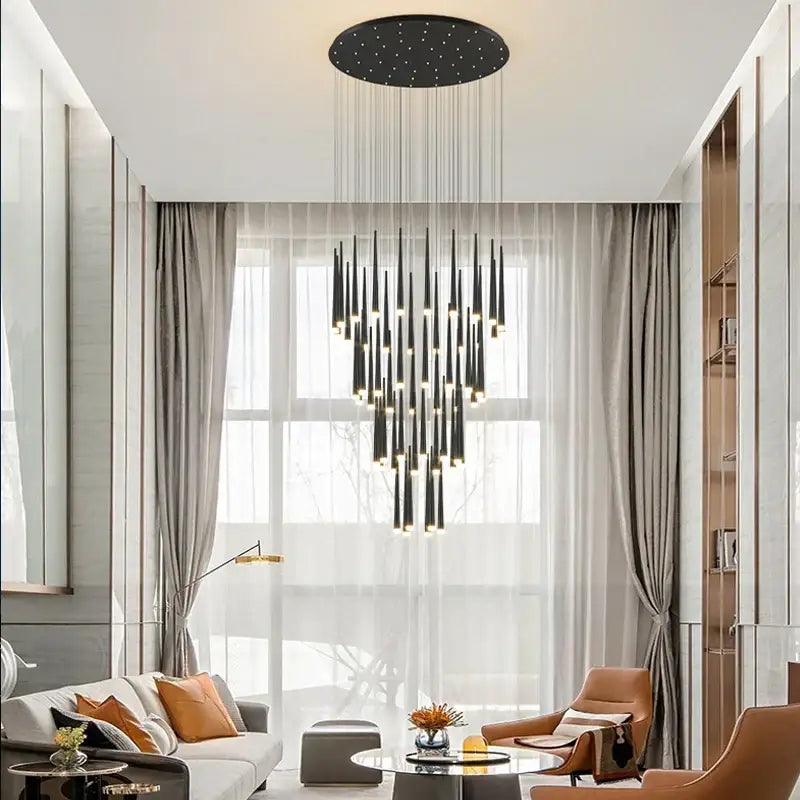 Gold Tapered LED Chandelier 30-Head Design