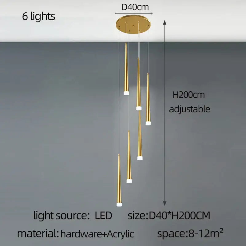 Gold Tapered LED Chandelier 30-Head Design