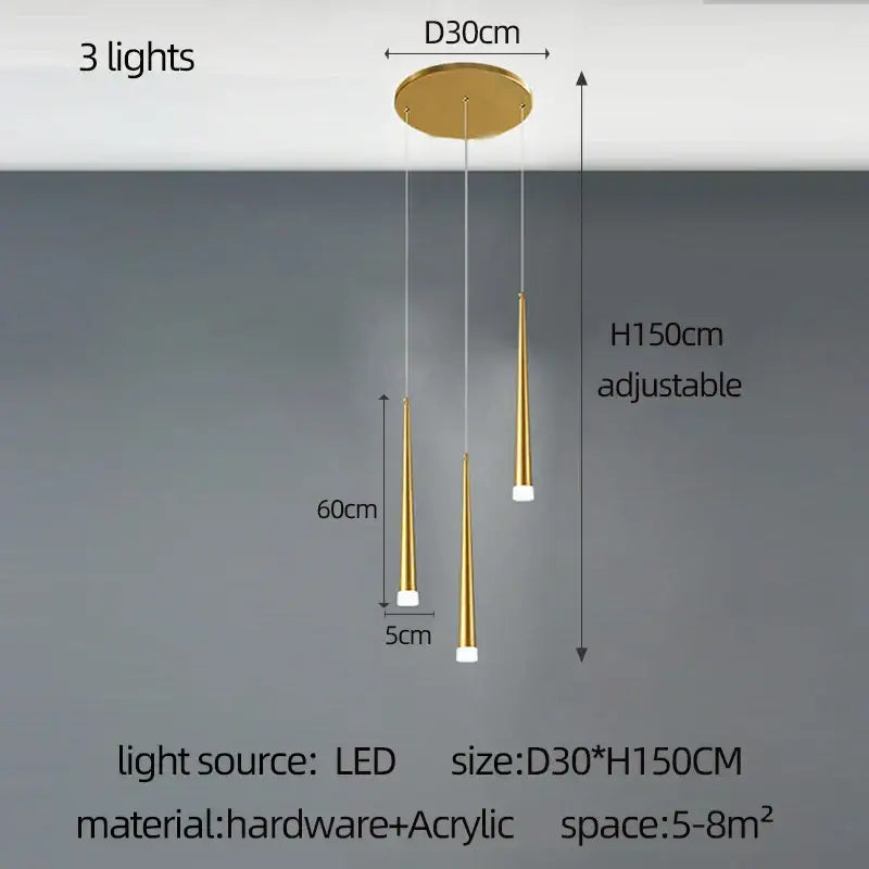 Gold Tapered LED Chandelier 30-Head Design