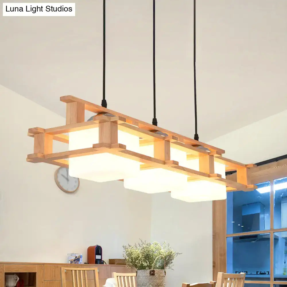 Golden Wood Square Pendant