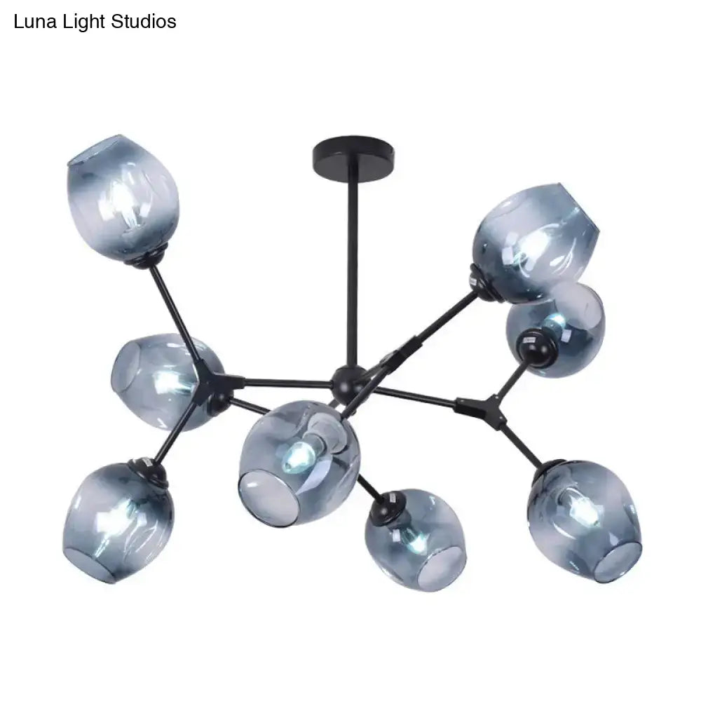 Blue Glass Semi-Flush Light