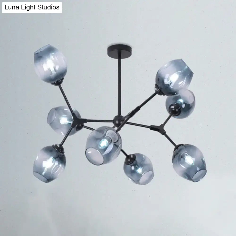 Blue Glass Semi-Flush Light