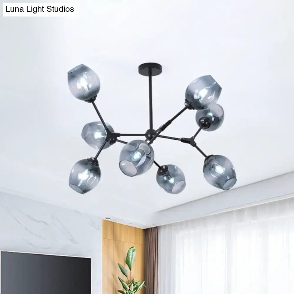Blue Glass Semi-Flush Light