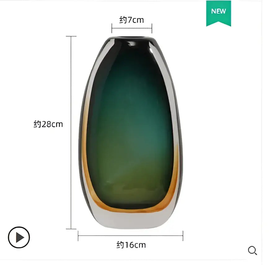 Green Amber Glass Vase Set