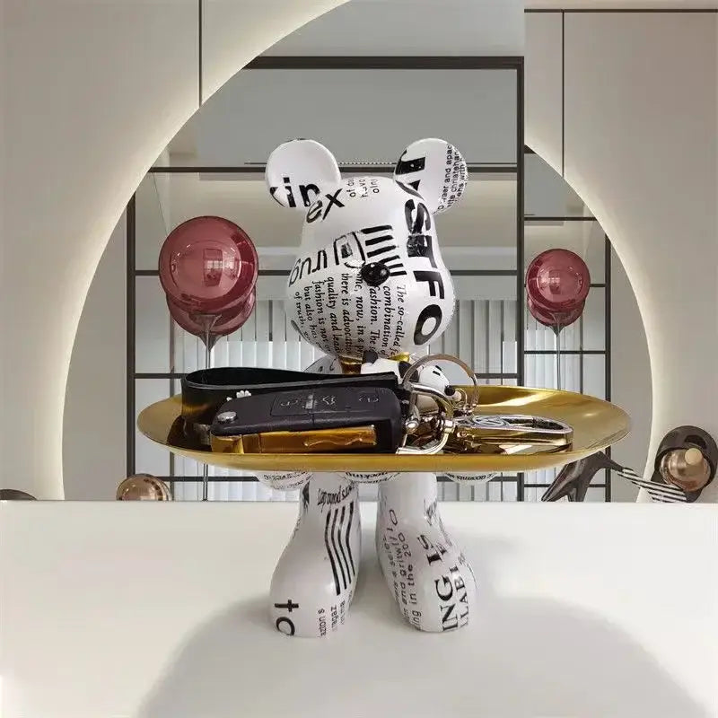 Gold Tray Bear Statue