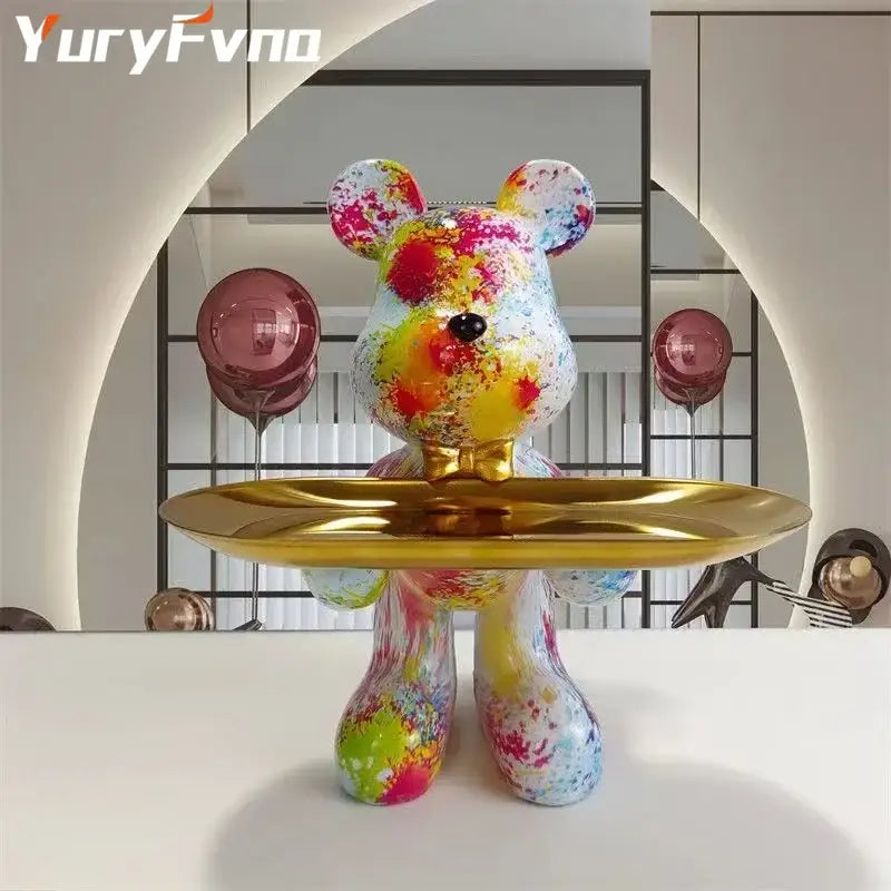 Gold Tray Bear Statue