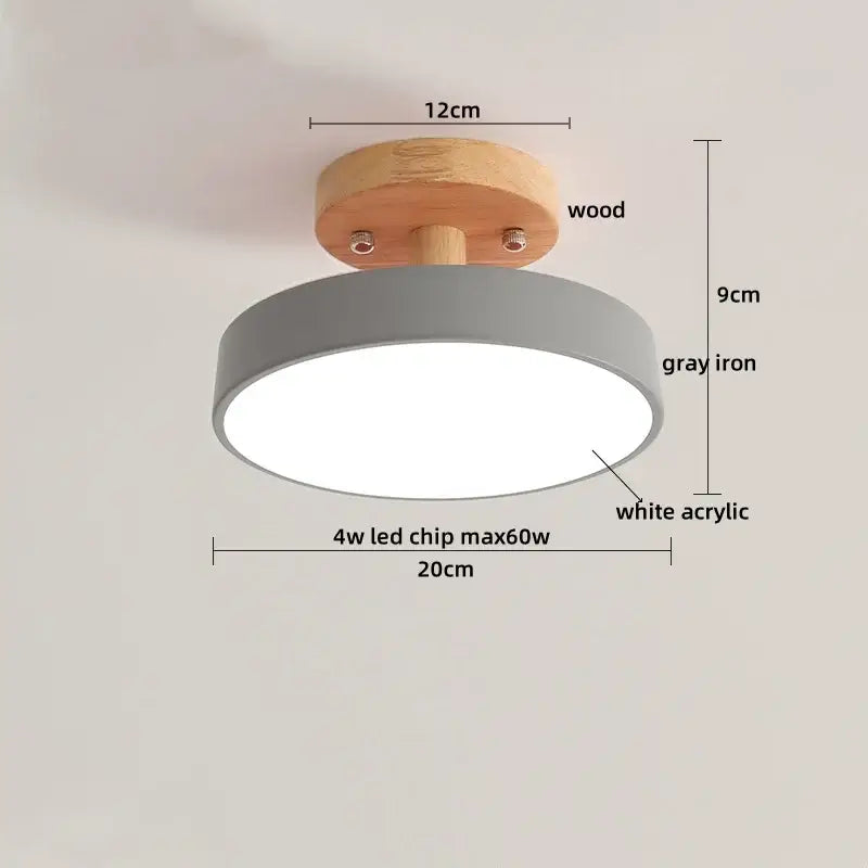 Gray Acrylic Wood Ceiling Light