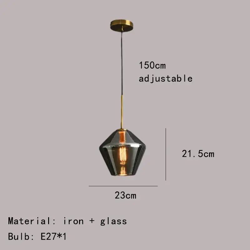 Amber Glass Pendant Lamp for Dining Rooms