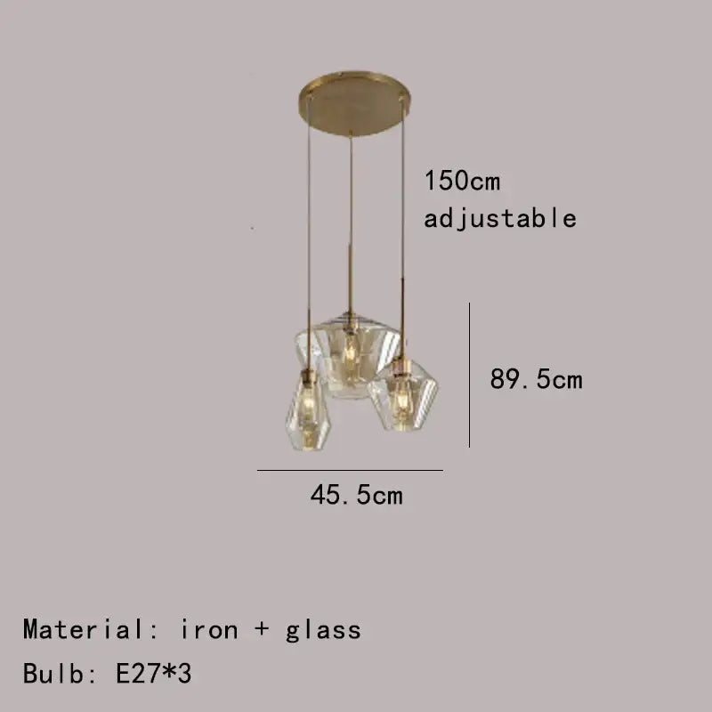 Amber Glass Pendant Lamp for Dining Rooms