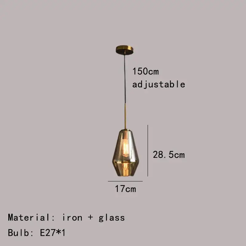 Amber Glass Pendant Lamp for Dining Rooms