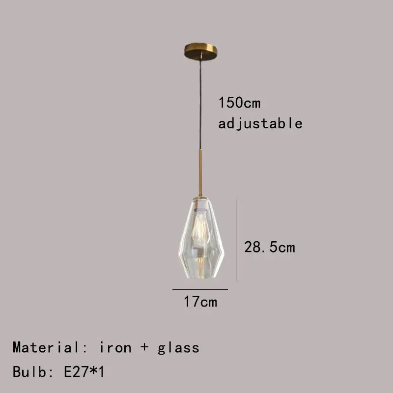 Amber Glass Pendant Lamp for Dining Rooms