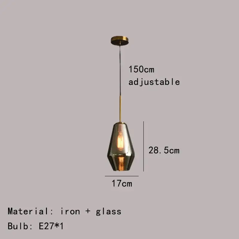 Amber Glass Pendant Lamp for Dining Rooms