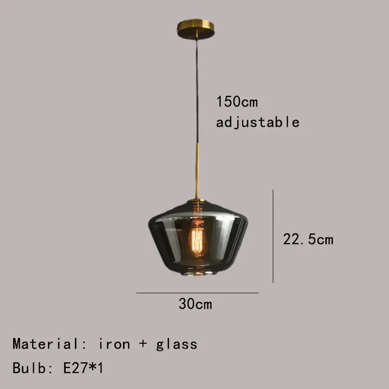 Amber Glass Pendant Lamp for Dining Rooms