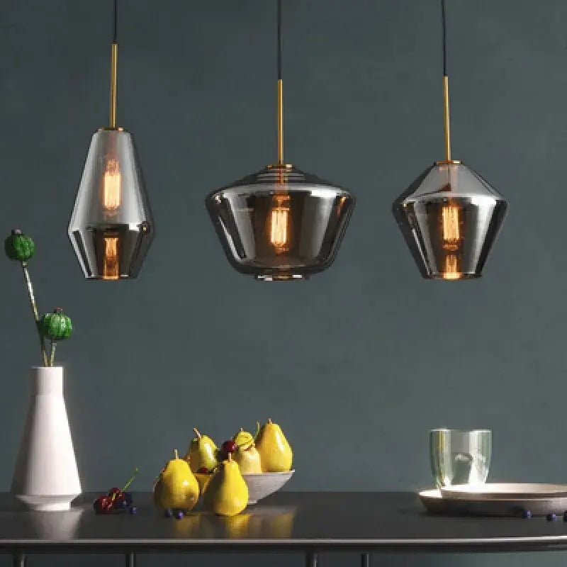 Amber Glass Pendant Lamp for Dining Rooms
