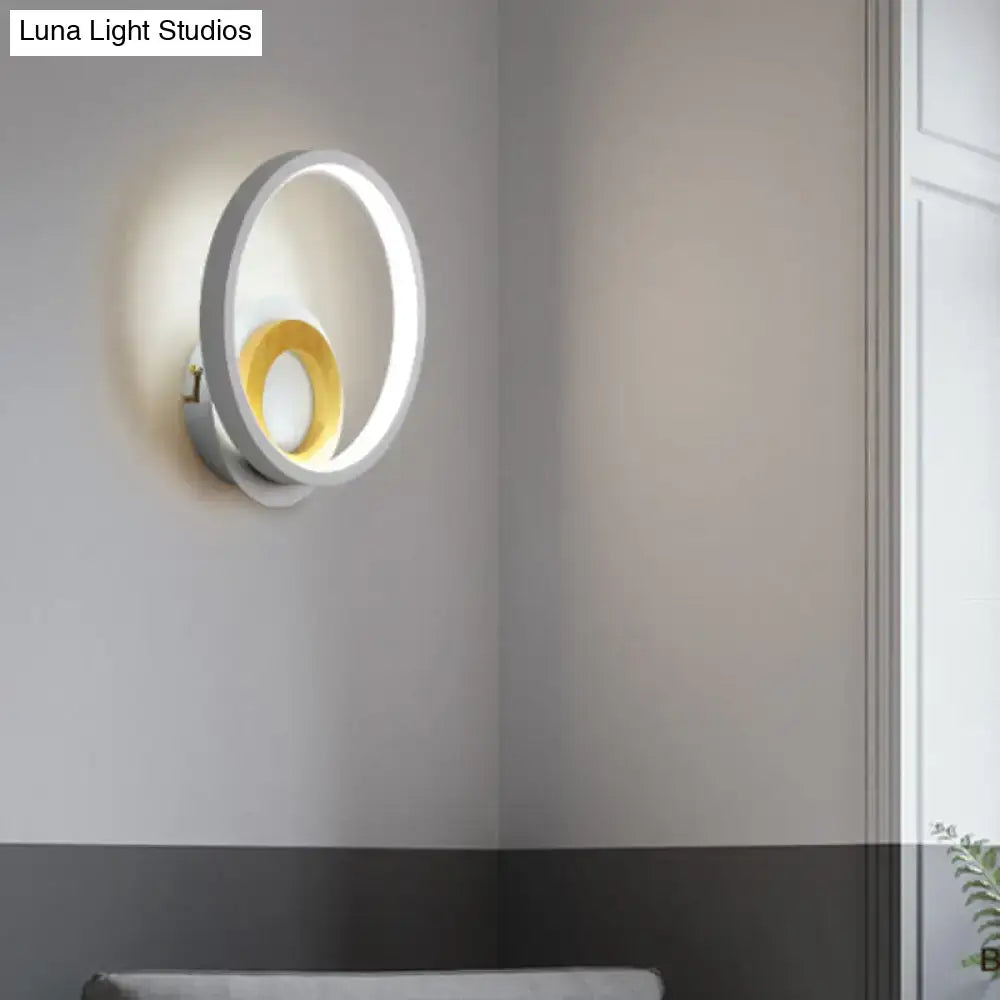 Wood Double Ring Wall Lamp