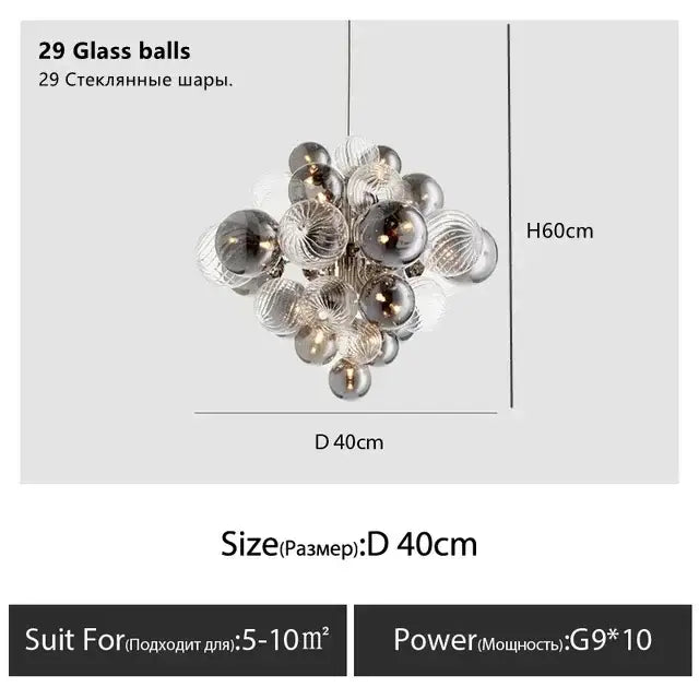 Gray Bubble Glass Chandelier