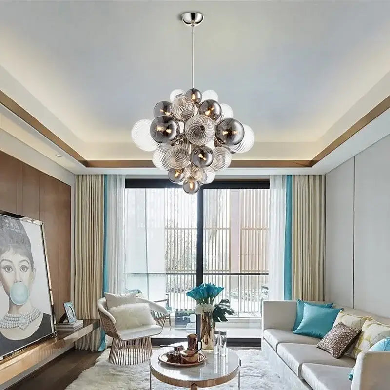 Gray Bubble Glass Chandelier