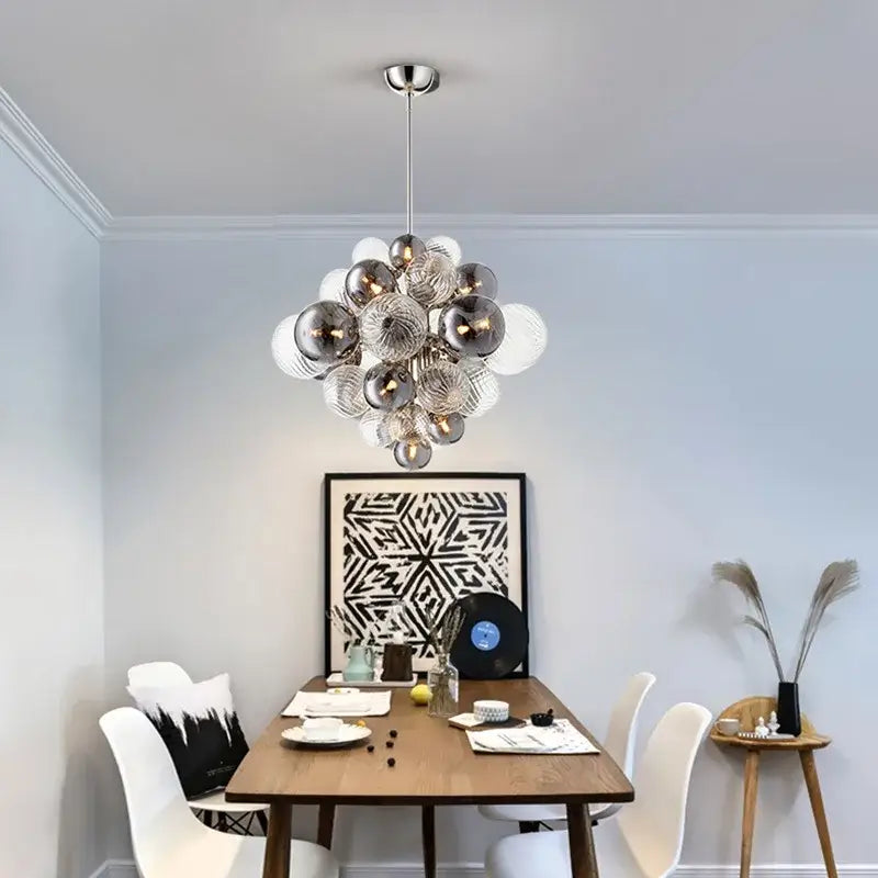 Gray Bubble Glass Chandelier