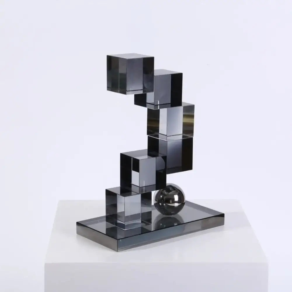 Gray Geometric Glass Ornaments