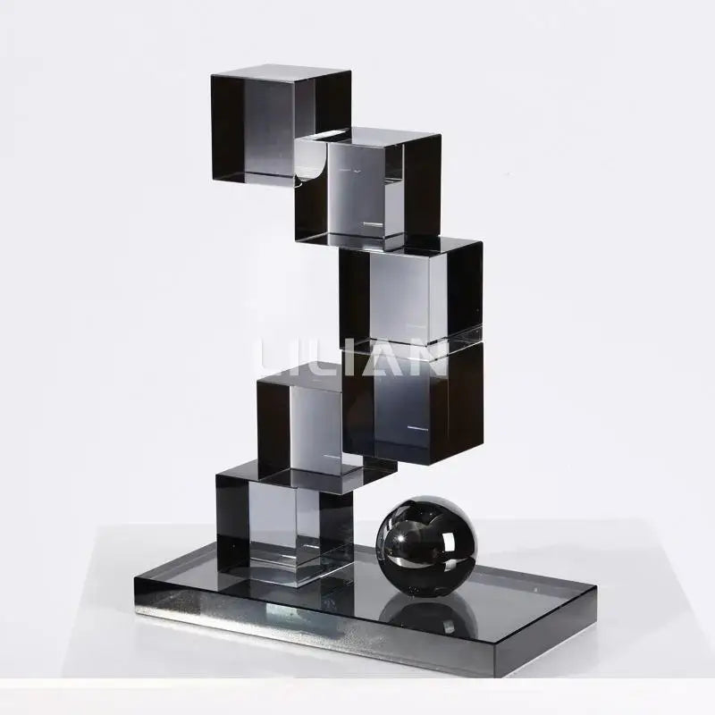Gray Geometric Glass Ornaments