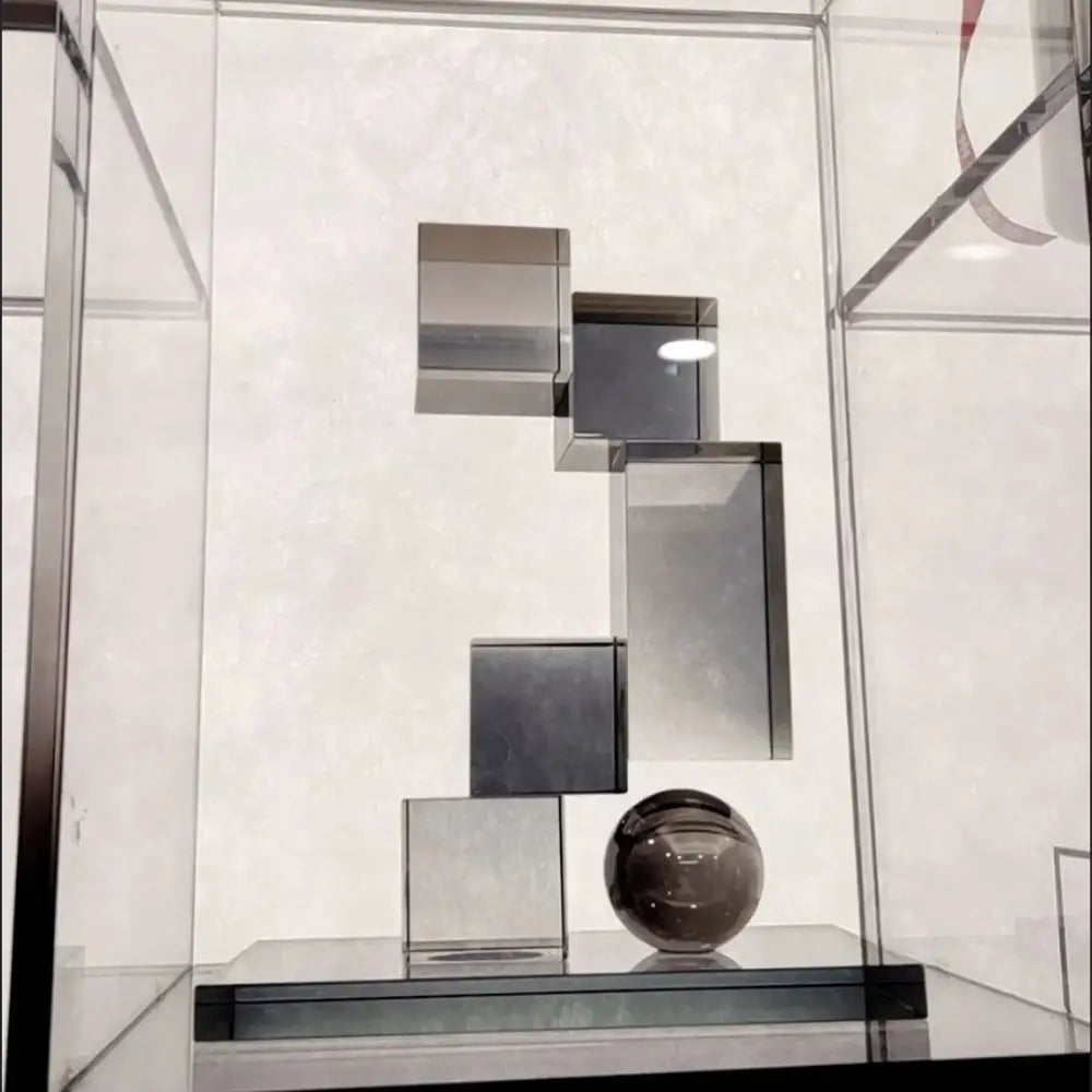 Gray Geometric Glass Ornaments