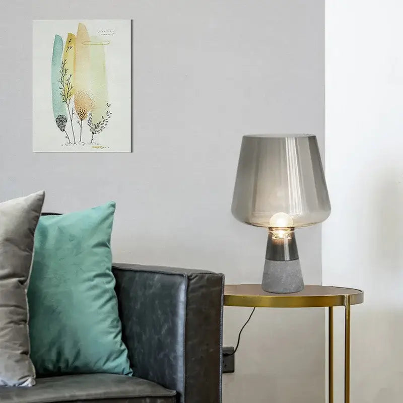 Gray Glass Concrete Table Lamp