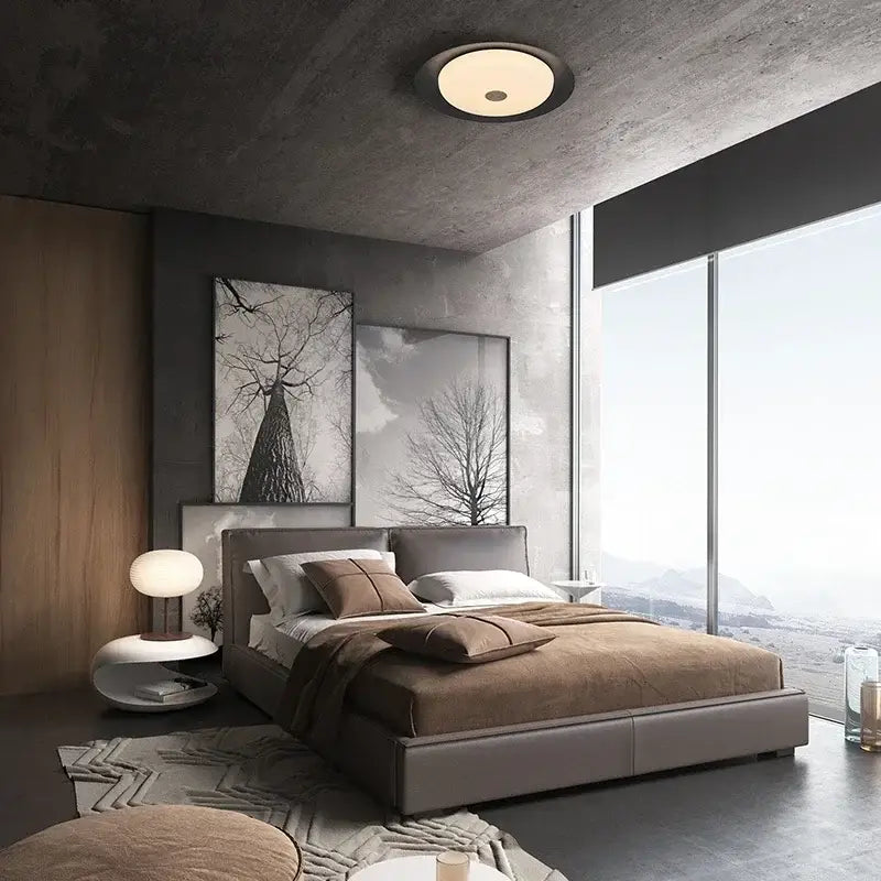 Gray Leather Platform Bed