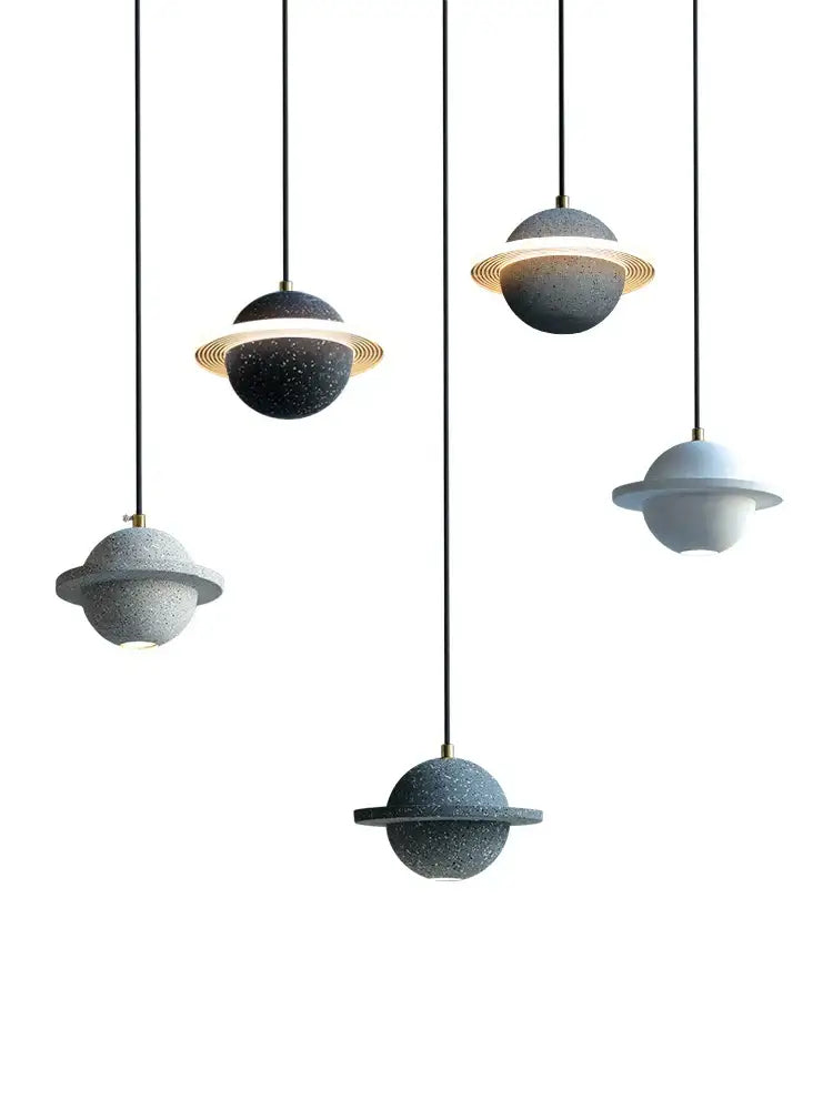 Gray Cement Pendant Light Planetary Design