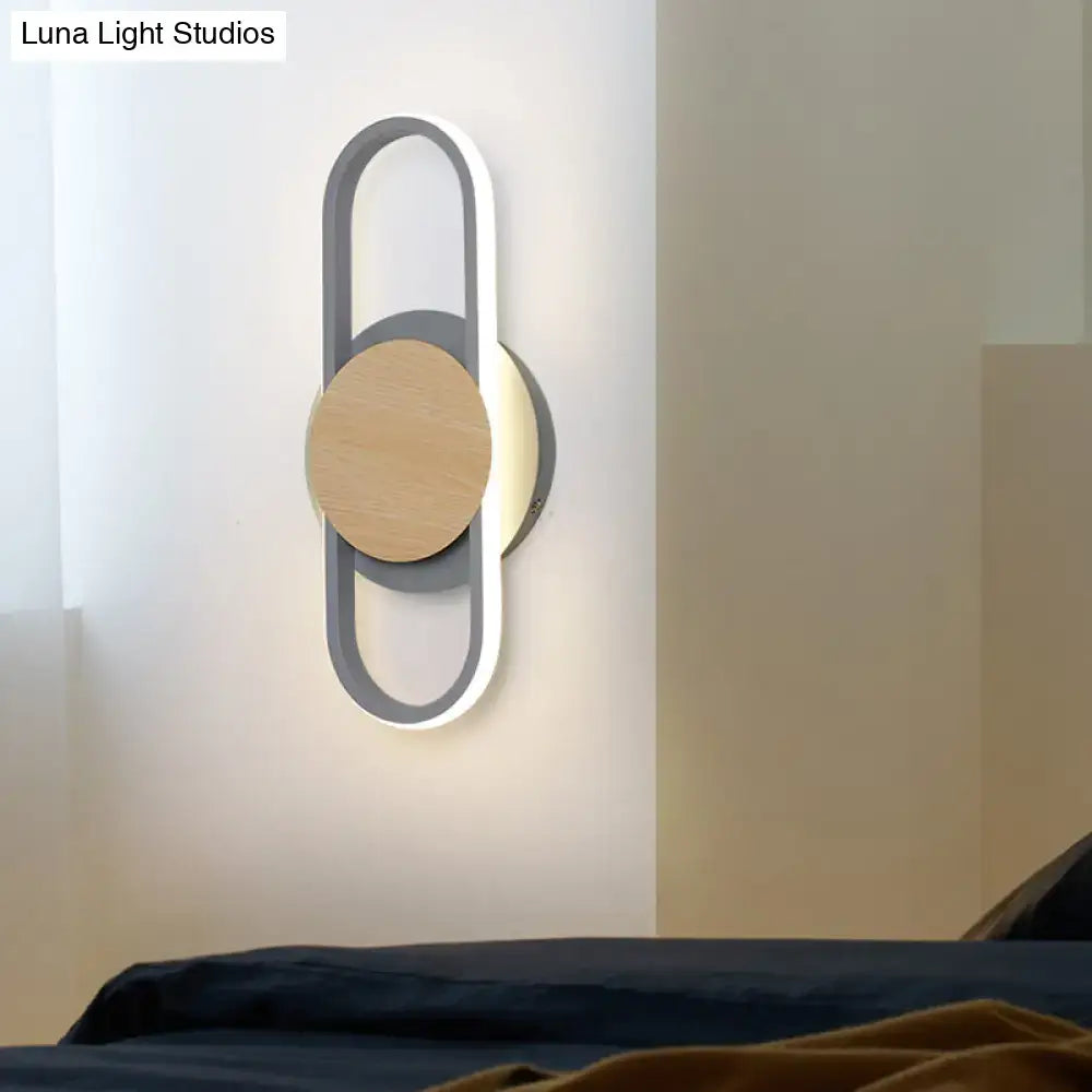 Gray Wood Geometric Sconce