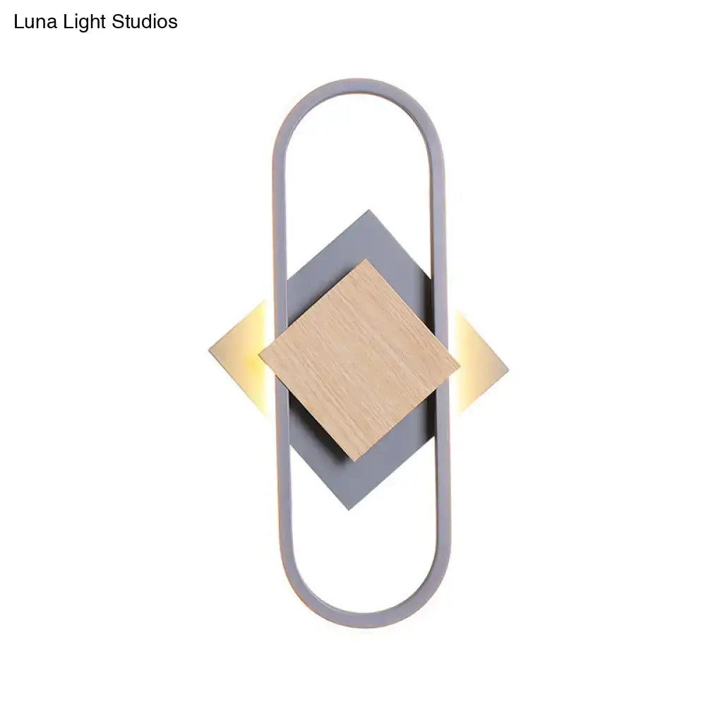 Gray Wood Geometric Sconce