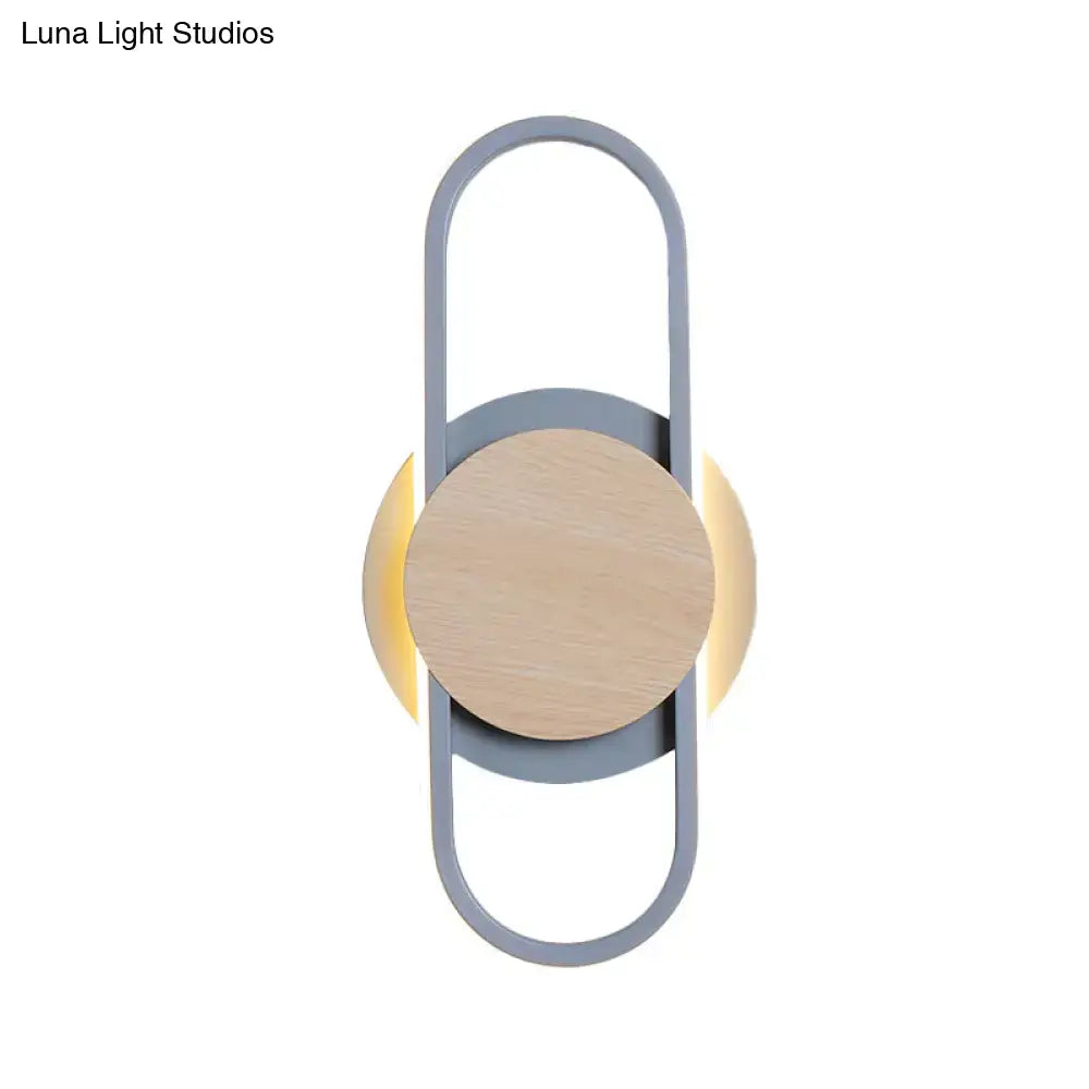 Gray Wood Geometric Sconce