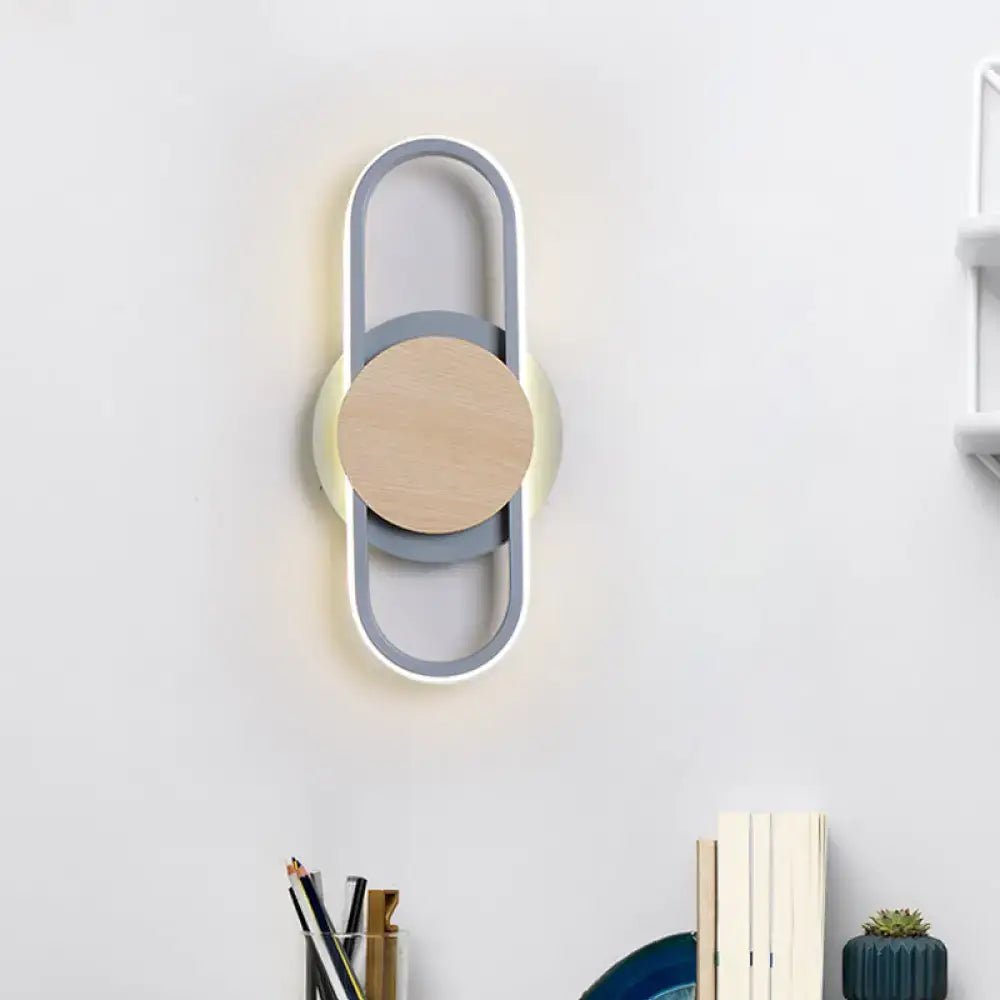 Gray Wood Geometric Sconce